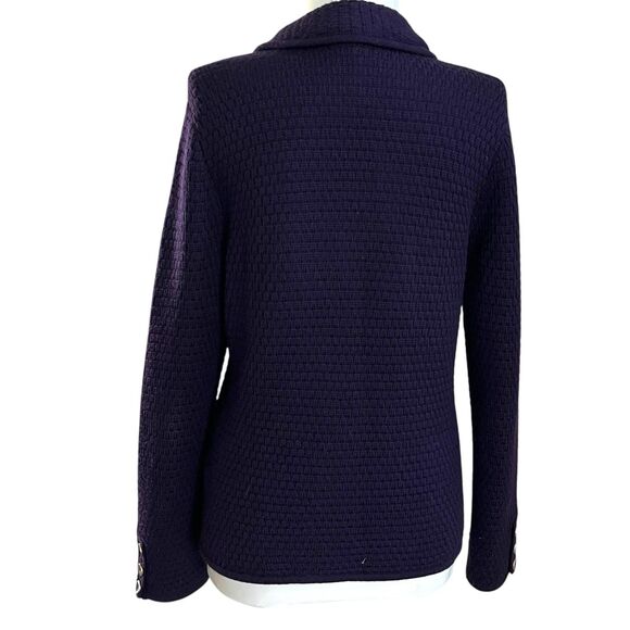 Talbots Purple Merino Wool Knit Blazer Sweater Jacket MP Petite Preppy Academia - Picture 5 of 11